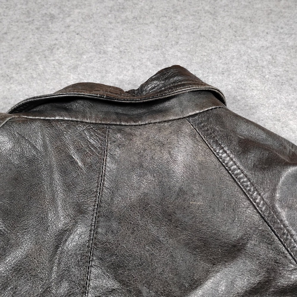 San Francisco Skins Mens Vintage Black Leather Asymmetrical Biker Moto Jacket XL - Picture 16 of 16